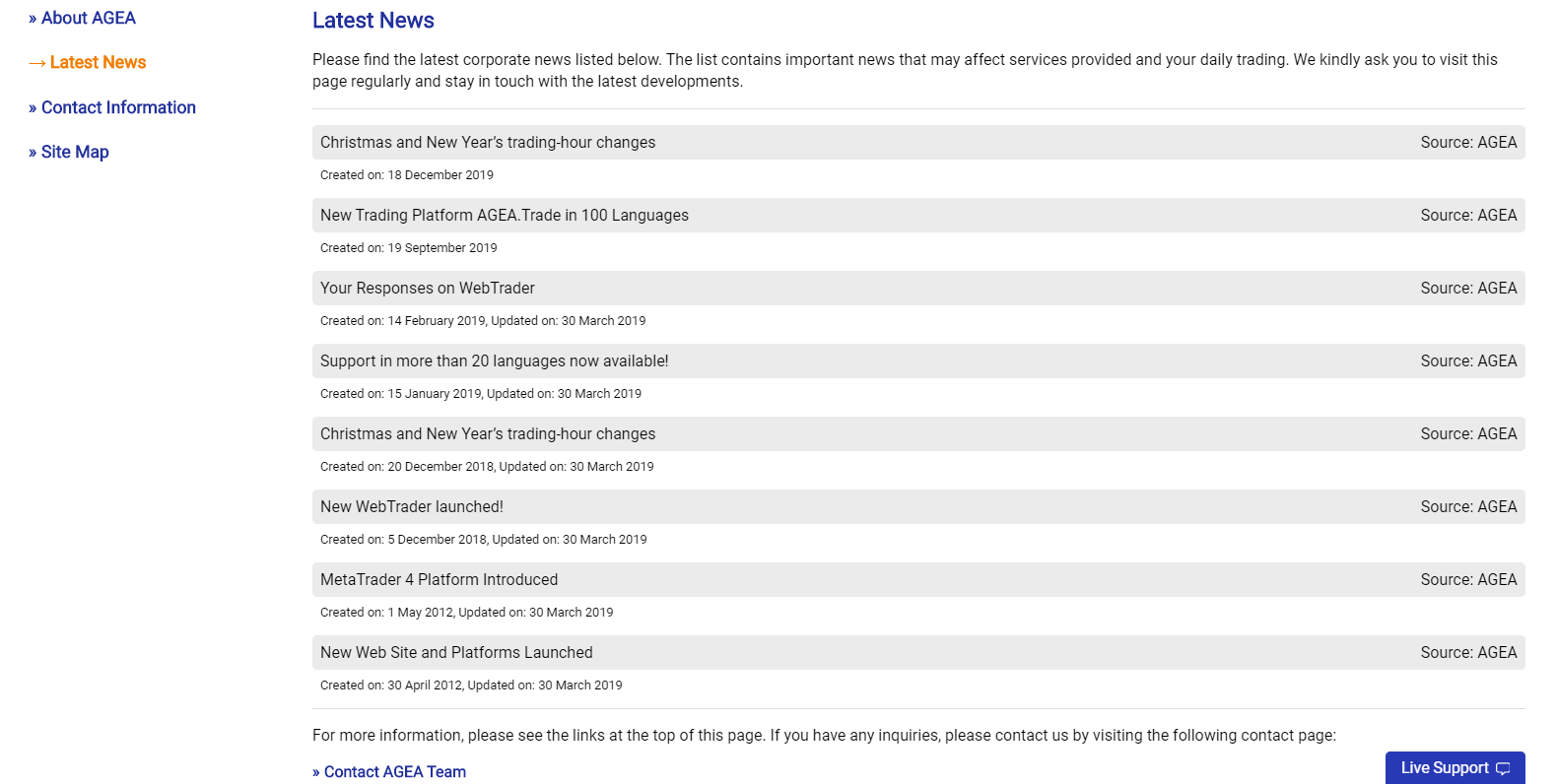 AGEA industry activity